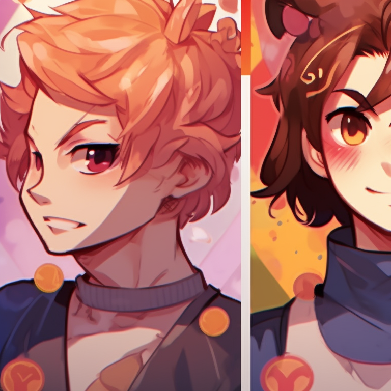 Four characters, amidst a chaotic realm, each showcasing their unique abilities. creative matching pfp for 4 friends pfp for discord.