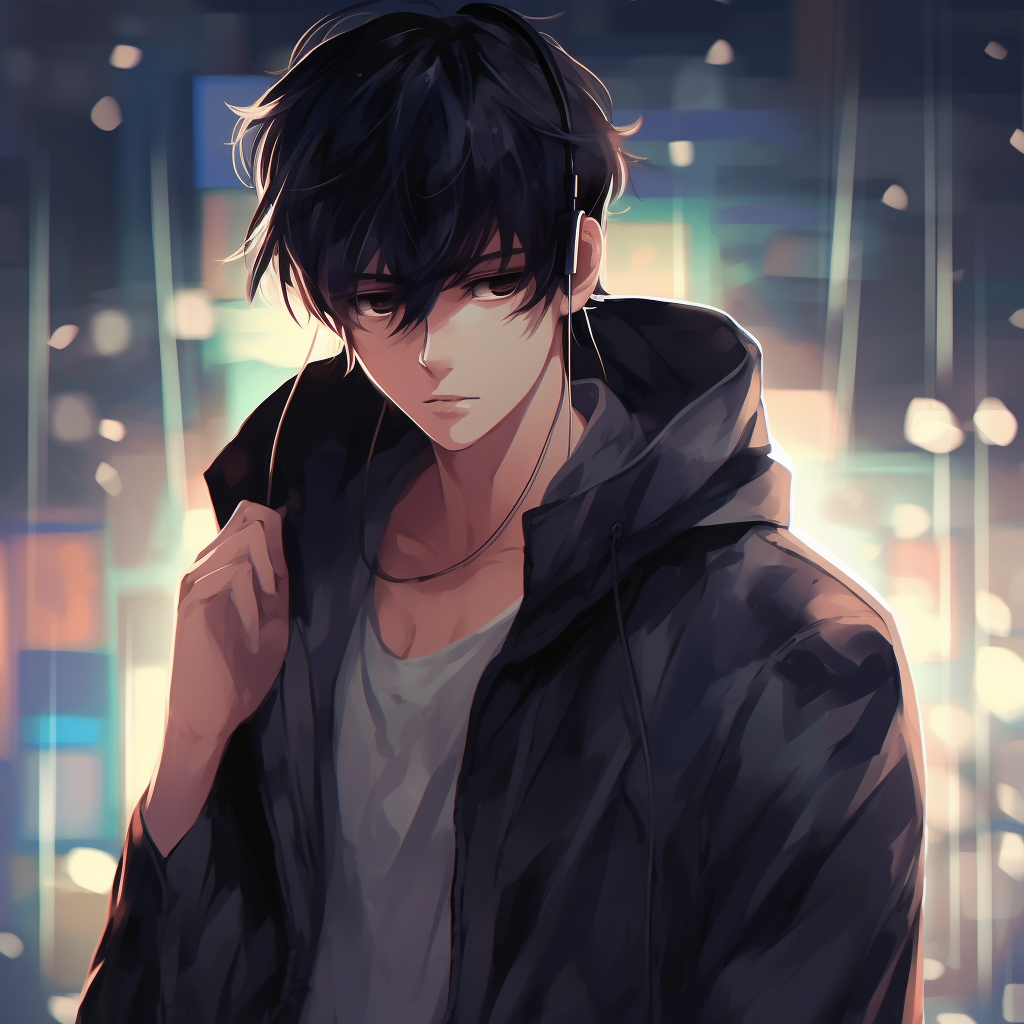 Suggestive image of an anime guy, the dark shadings and intricate linework creating a sense of mystique. cool anime guys pfp pfp for discord.