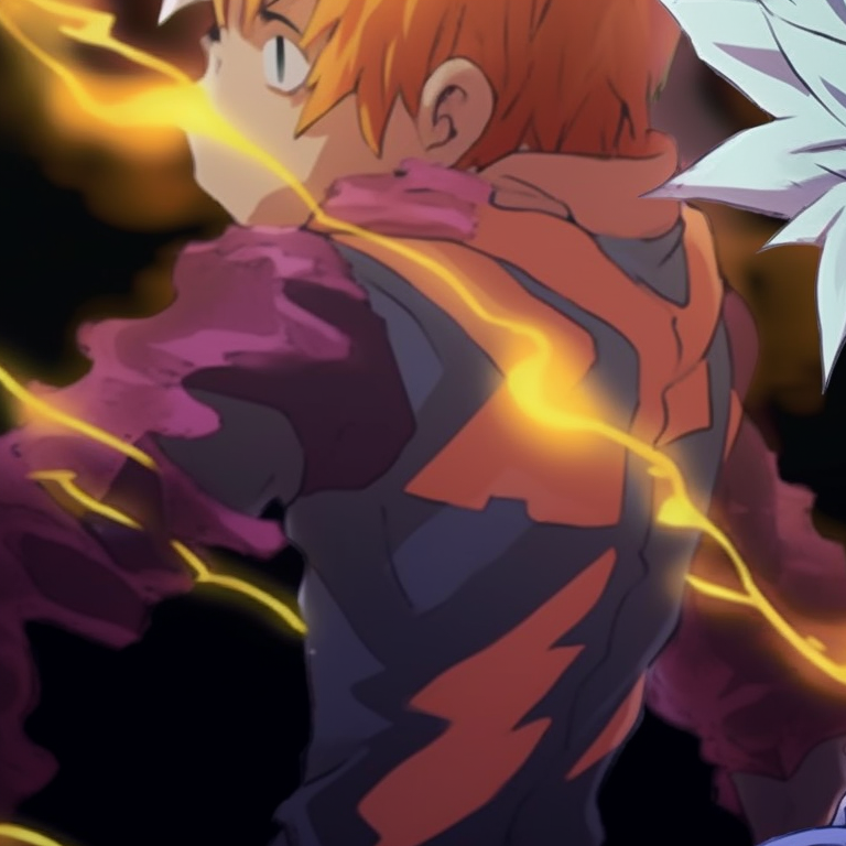 Gon and Killua in synchronization, sharp lines and vibrant colors, prepping for a fight. gon and killua matching pfp gif pfp for discord.