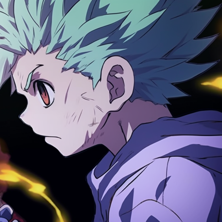 Gon and Killua in synchronization, sharp lines and vibrant colors, prepping for a fight. gon and killua matching pfp gif pfp for discord.