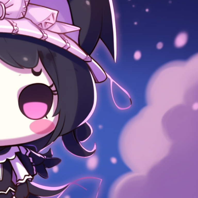 Kuromi characters under a night sky, featuring luminous moon and dark tones. kuromi matching pfp halloween theme accessories pfp for discord.