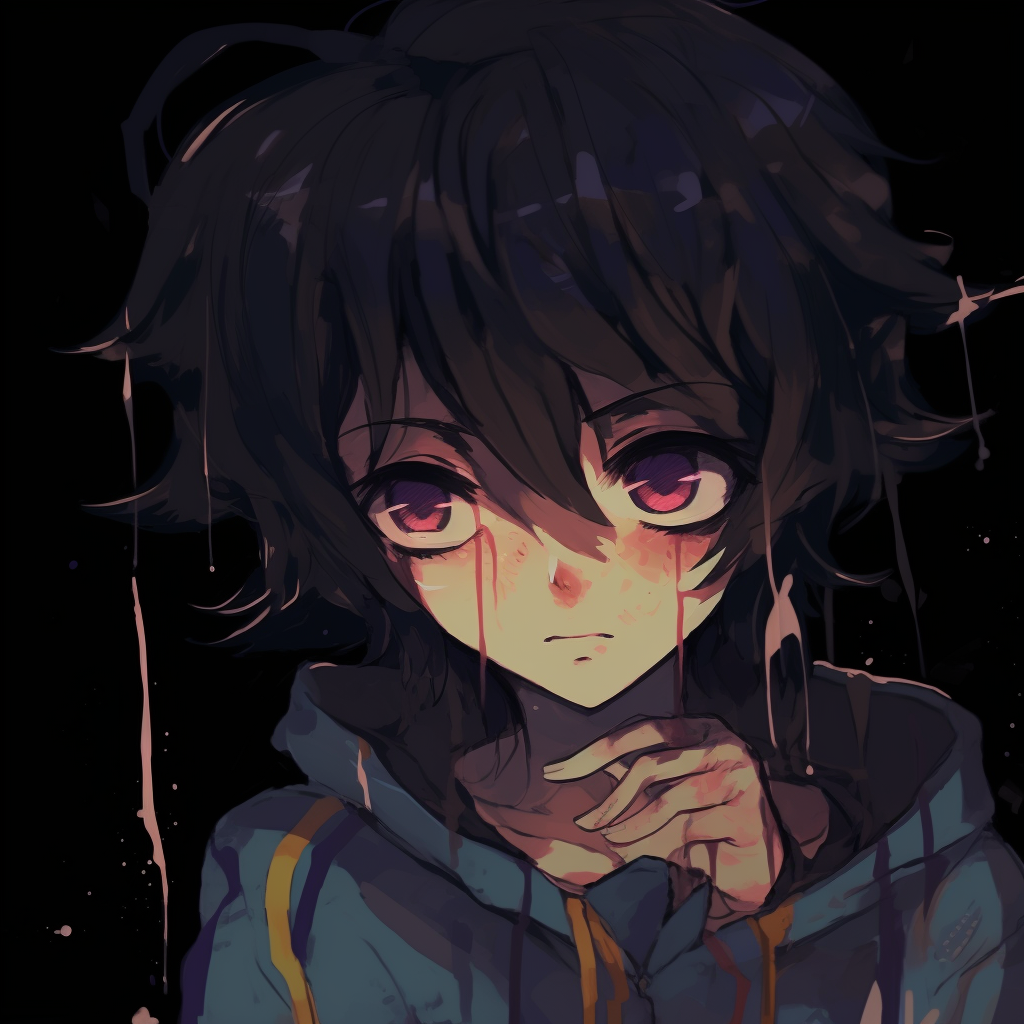 Anime boy shown bidding goodbye, portrayal of separation with soft outlines and subdued shades. mysterious sad anime pfpHD, free download