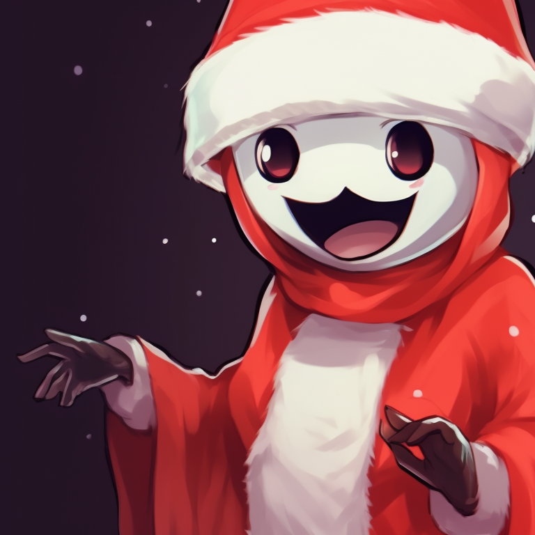 Two ghost characters, one dressed as Santa and the other as a reindeer, bright colors and cute cartoon style. creative matching christmas pfp ghost themes pfp for discord.