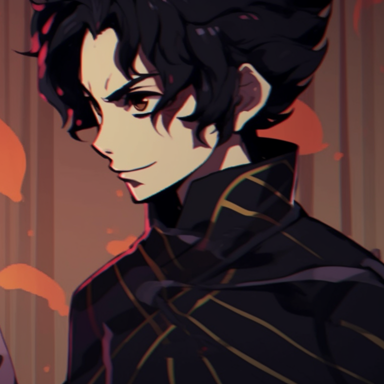 Two characters poised for combat under moonlight, painted in blend of cool and warm tones, blended beautifully. incredible demon slayer matching pfp pack pfp for discord.