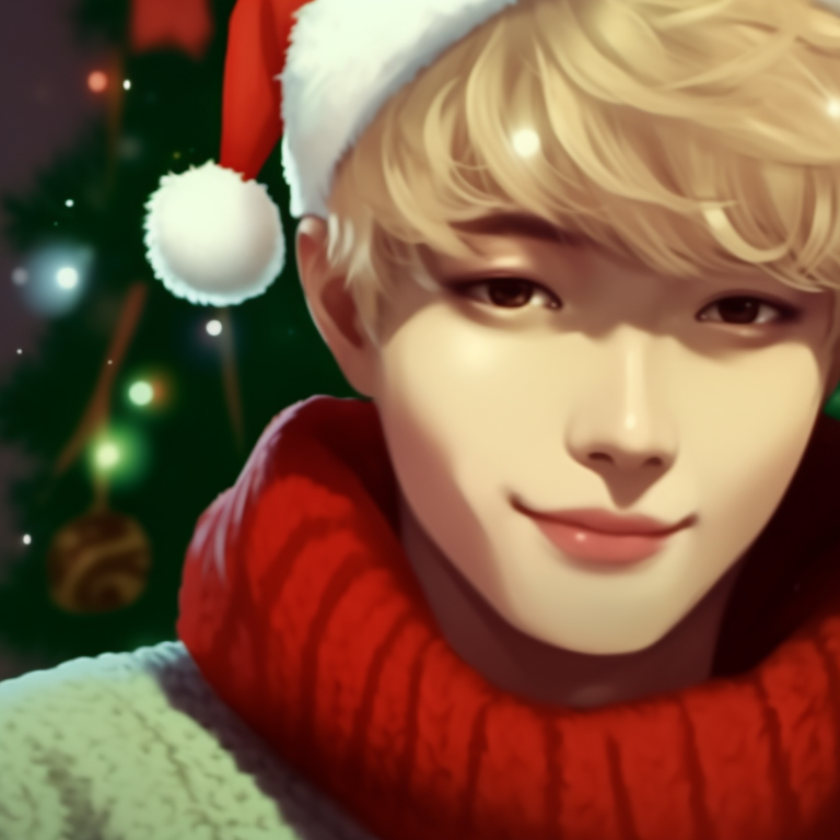 Two characters singing Christmas carols, vibrant colors and expressive faces. matching bts christmas pfp art for fans pfp for discord.