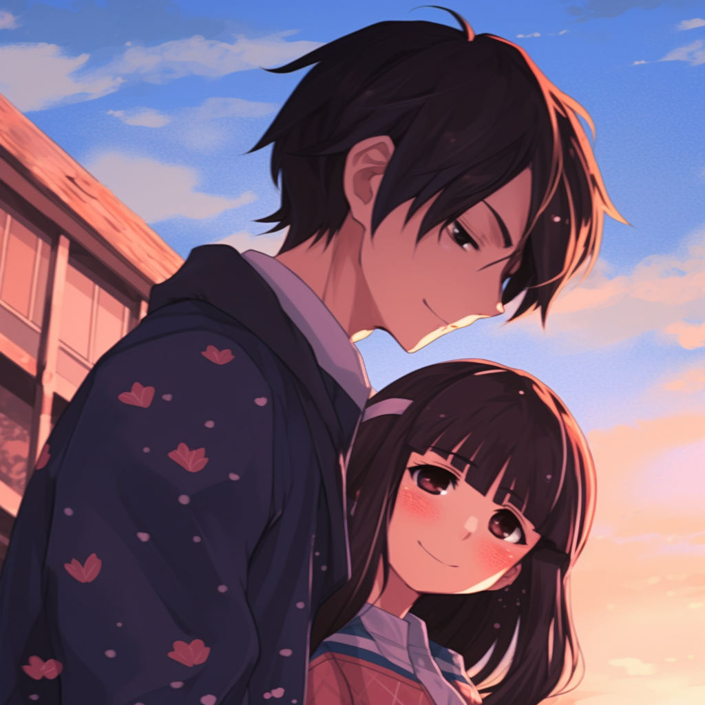 Taki and Mitsuha in a star-studded backdrop, focus on characters against a detailed night sky. couple anime for matching pfp aesthetics pfp for discord.