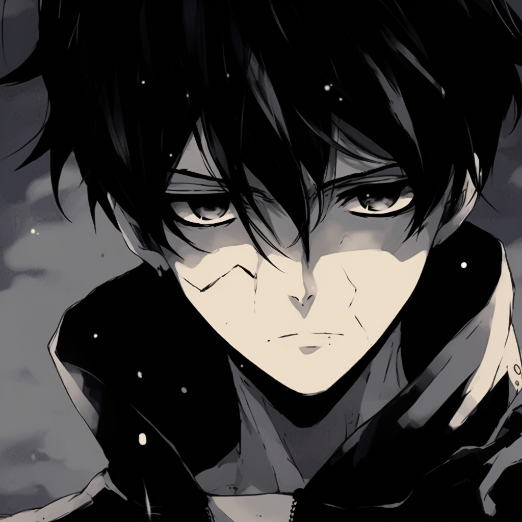 Levi Ackerman with a serious expression, rendered in a minimalist art style with sharp lines. intricate anime pfp gifs collection