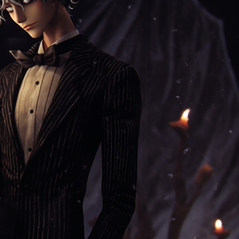 Characters in lavish Victorian outfits, glowing lanterns casting eerie shadows. elegant matching spooky christmas pfp for loved ones pfp for discord.