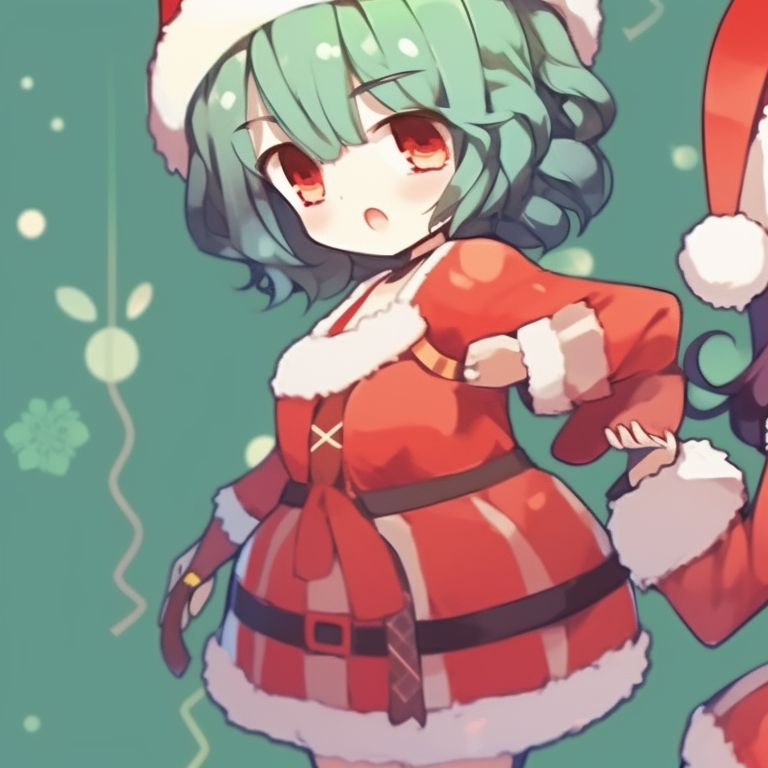 Close-up of two characters, surrounded by snowflakes, cool colors and glossy highlights. matching christmas meme pfp designs pfp for discord.