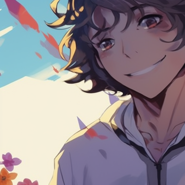 Two characters in a sunny meadow, absorbing the tranquility of the surrounding. diverse nature pfp discord collection pfp for discord.