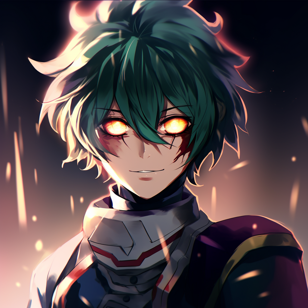 Izuku Midoriya of My Hero Academia, detailed costume design and vibrant colors. ultra hd anime pfp