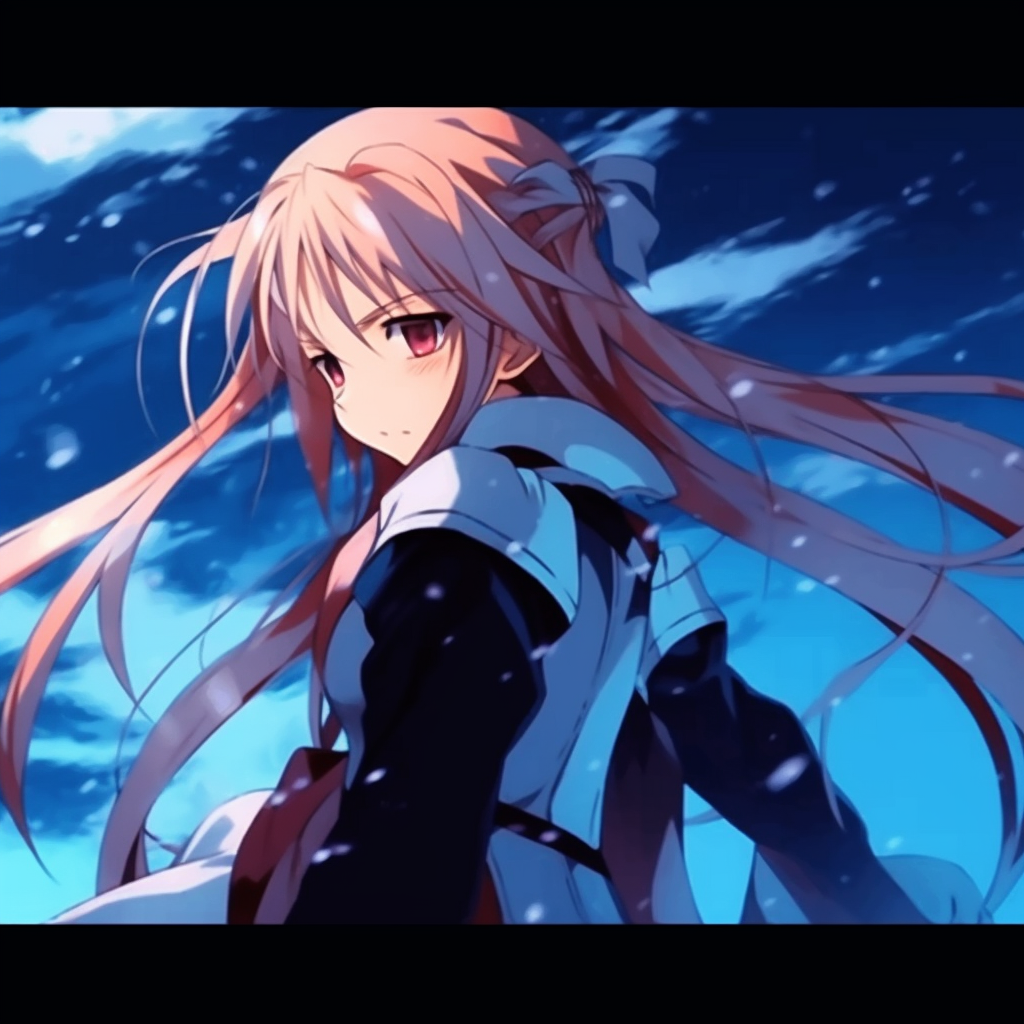 Intense Close-up of Asuna's eyes, reflecting determination and enriched with color depth. captivating anime pfp gifs index