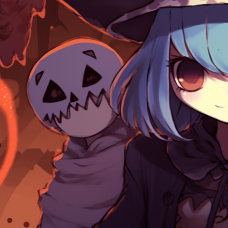 Trio in a hauntingly harmonic posture, rich dark contrast against a bleak background. matching halloween trio pfp pfp for discord.