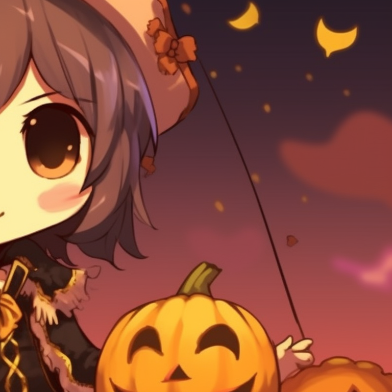 Two Hello Kitty characters holding candy corn, playful colors and bright detailing. hallo-kitty matching profile pics pfp for discord.