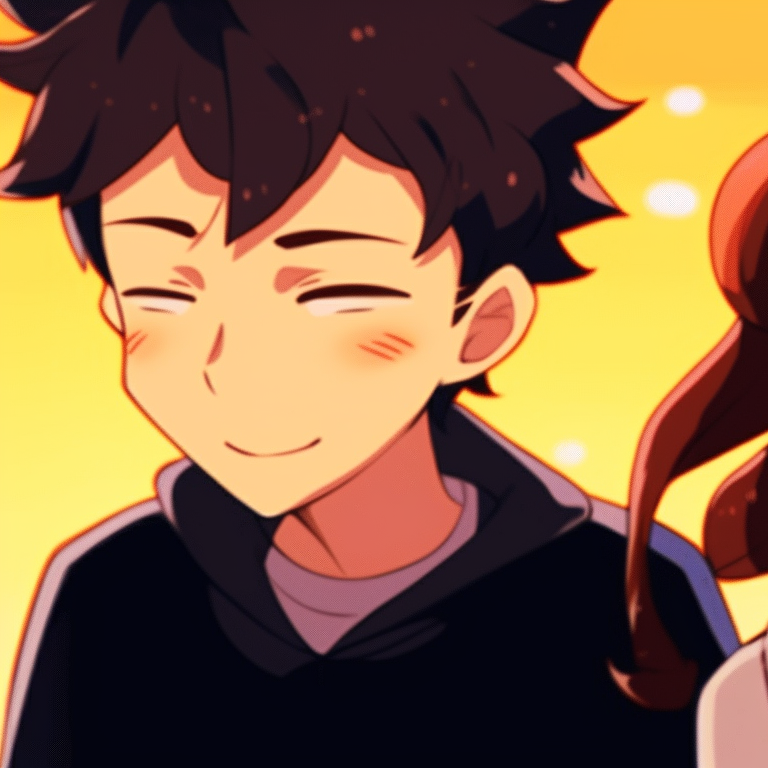 Two characters in festive outfits, warm hues and relaxed expressions. adorable matching pfp gifs pfp for discord.