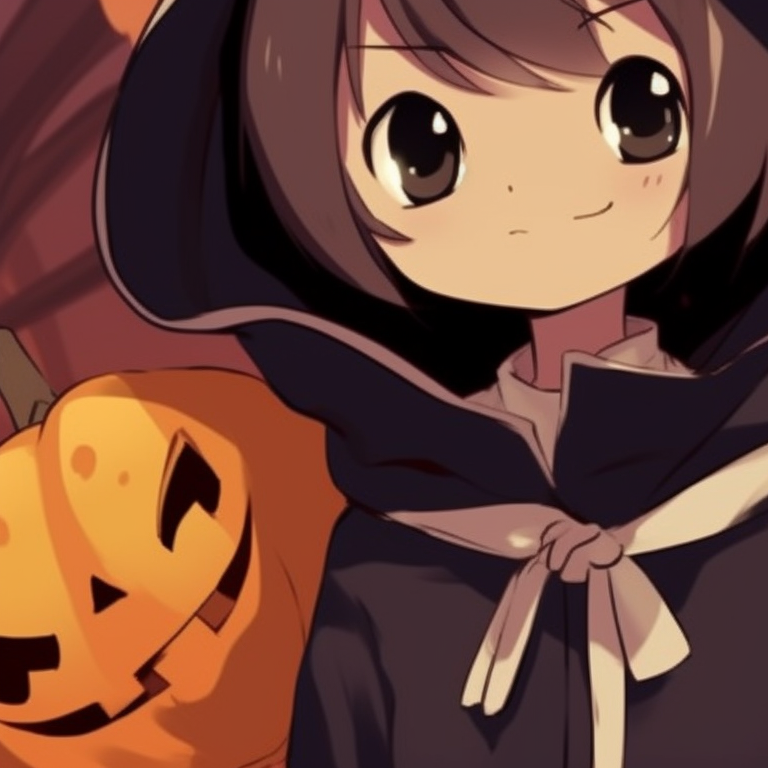 Two characters with pumpkin heads, autumn colors and cartoonish style ideal matching pfp for halloween pfp for discord.
