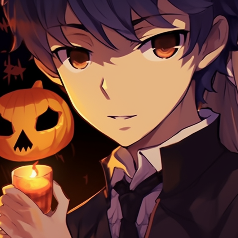 Two characters with distinct shadow effects, set against a Halloween backdrop. halloween theme pfp characters from a silent voice pfp for discord.