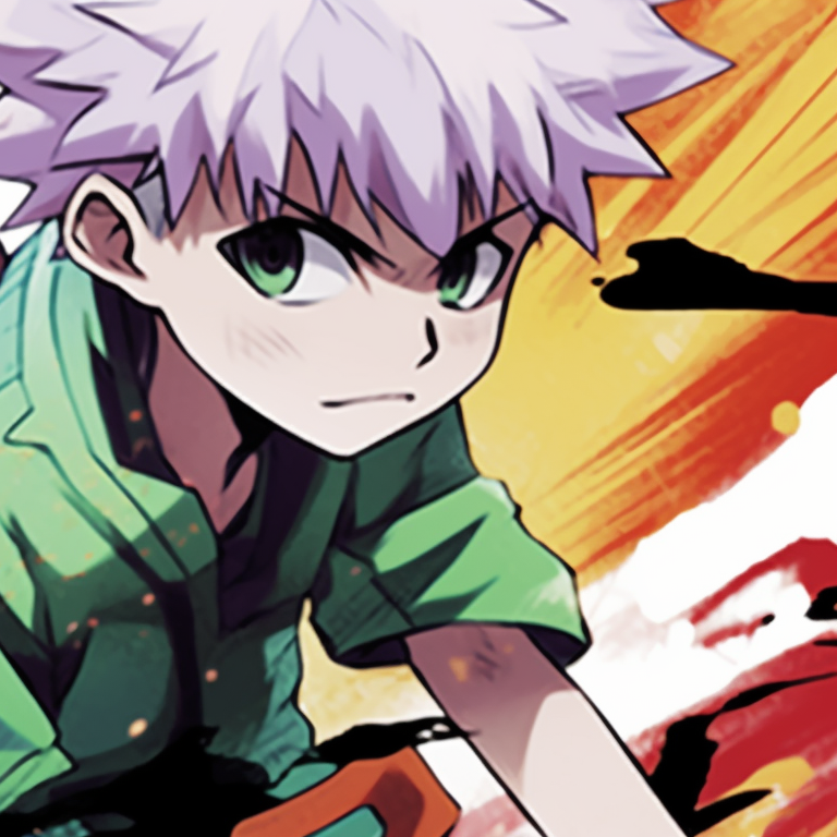 Gon and Killua with their Nen auras, vivid colors and strong contrasts. manga gon and killua matching pfp pfp for discord.