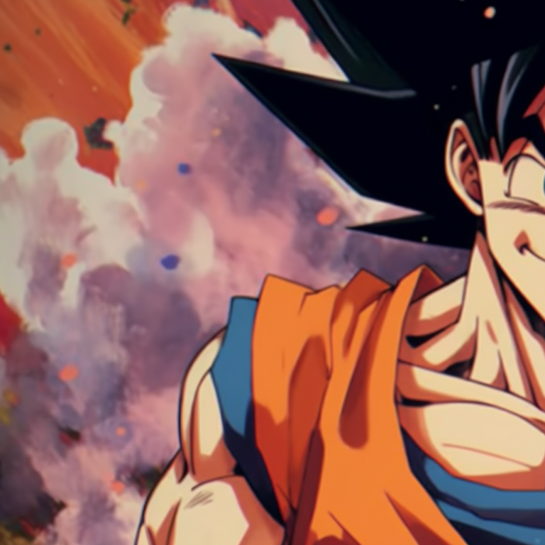 Goku and Chichi framed by space, cosmic colors and sheen highlighted. goku and chichi dragon ball art pfp for discord.