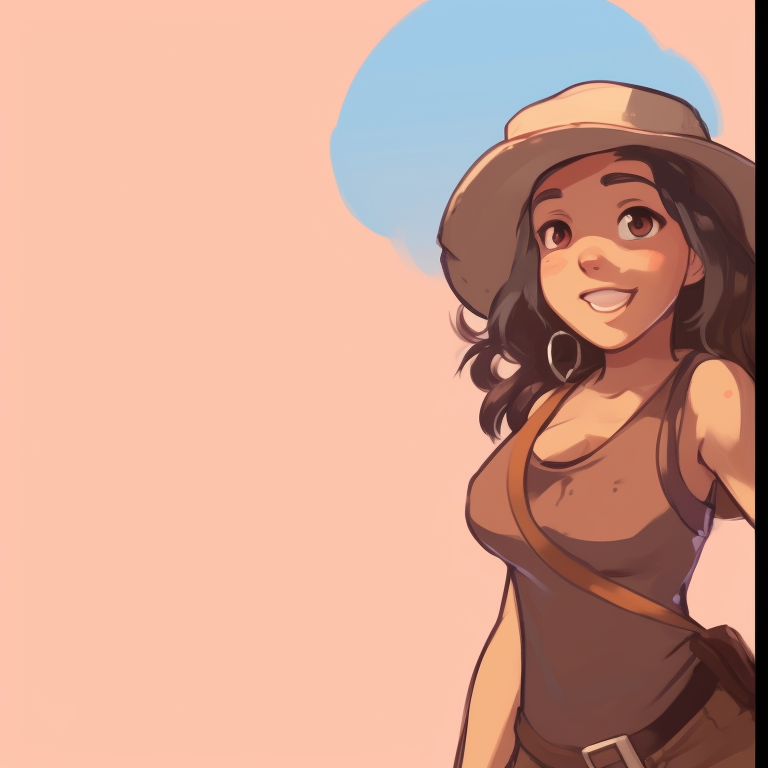 Two characters in adventuring outfits, excitable expressions with warm colors and detailed background. pfp matching ideas for best friends pfp for discord.