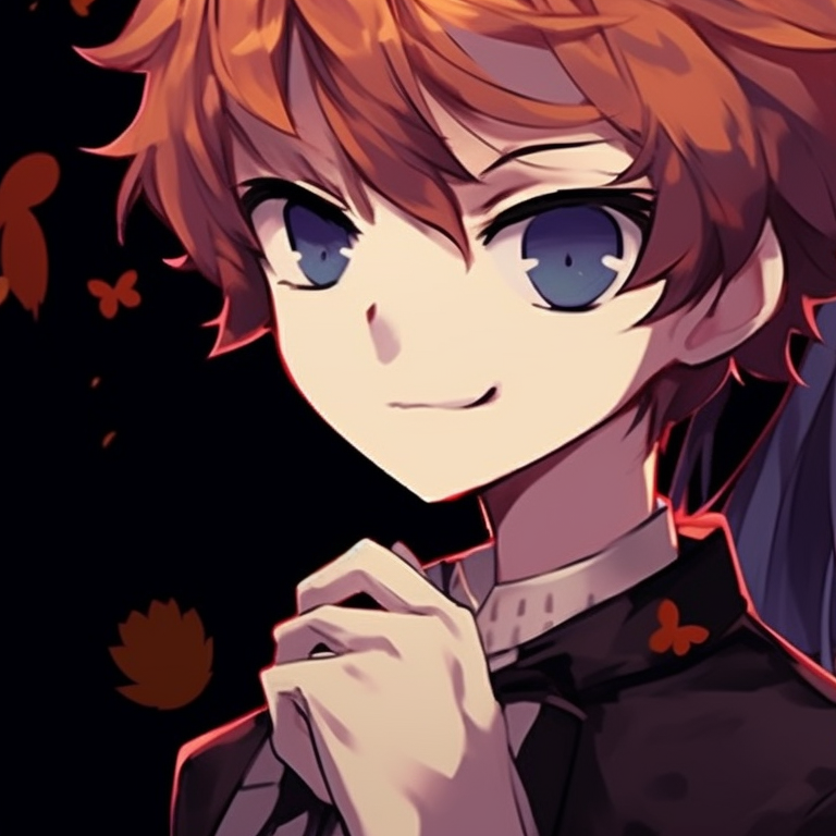 Two characters with their secrets whispered through the late night breeze, the Halloween mood depicted through the dramatic color scheme and striking perspective. a silent voice anime characters for matching halloween theme pfp pfp for discord.