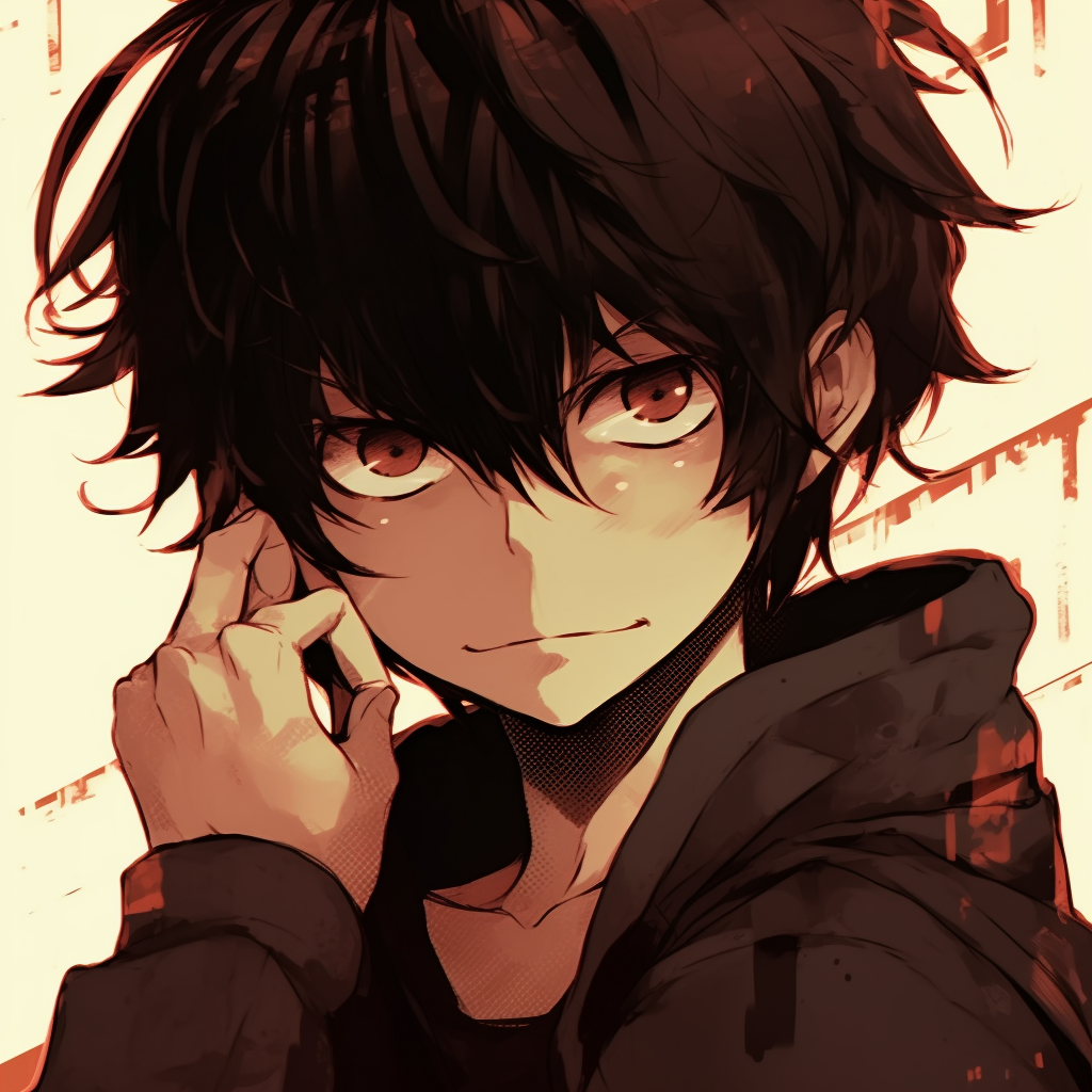 Young anime hero poised for battle, strong outlines and vibrant colors. heroic anime pfp boy manga