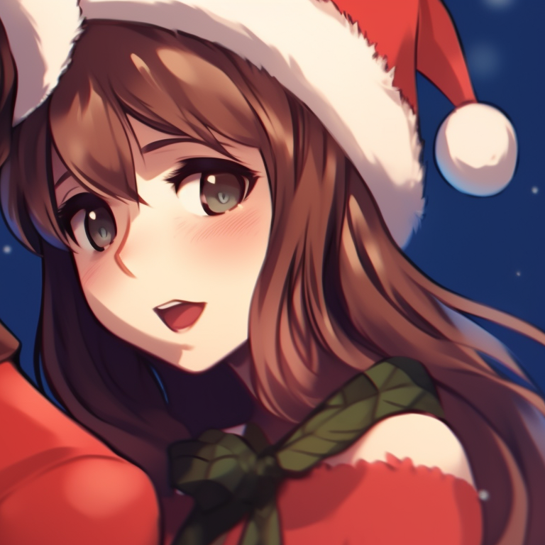 Close-up of two characters, earthy tones and high contrast, cuddling with a Christmas blanket. the best matching cute aesthetic christmas pfp for use pfp for discord.