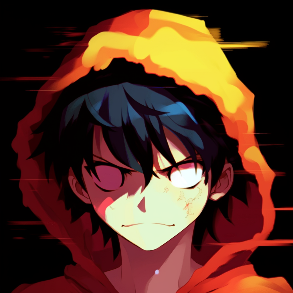 Luffy captured in a dynamic pose, detailed with strong outlines. anime inspired animated pfp