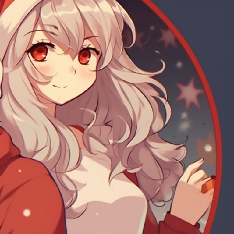 Two cartoon characters exchanging gifts, vignetted corners and sepia tones suggesting a retro feel. matching retro aesthetic cartoon pfp christmas vibes pfp for discord.