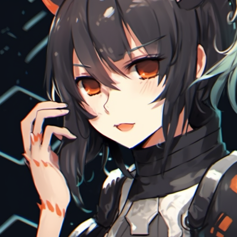 Three characters with mechanical details and sci-fi uniforms, futuristic background, sleek lines. anime inspired trio pfp matching pfp for discord.