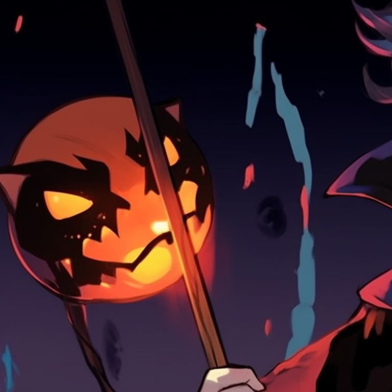 Two characters dressed as ghouls, vibrant colors and exaggerated expressions. matching halloween pfp options pfp for discord.