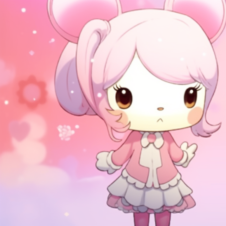 My Melody in pink and Kuromi in black, detailed attire, staring at each other playfully. perfect my melody and kuromi matching profile pictures pfp for discord.