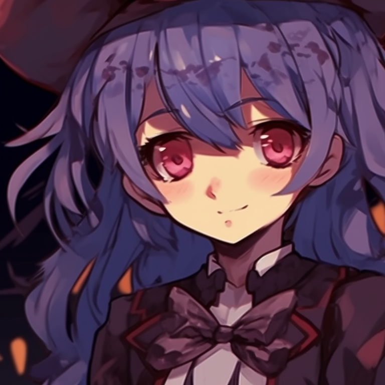 Two characters as vampires, rich colors and detailed Gothic outfits, close-up with fangs revealed. halloween anime matching pfp pfp for discord.