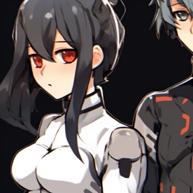 Three schoolmates in uniform, high school backdrop, soft hues and light-hearted expressions. anime inspired trio pfp matching pfp for discord.