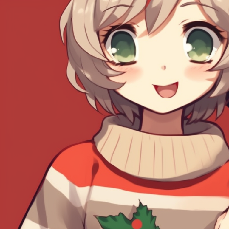Two characters, rich and vibrant colors, holding a special Yuletide charm. christmas themed matching discord pfp for girls pfp for discord.