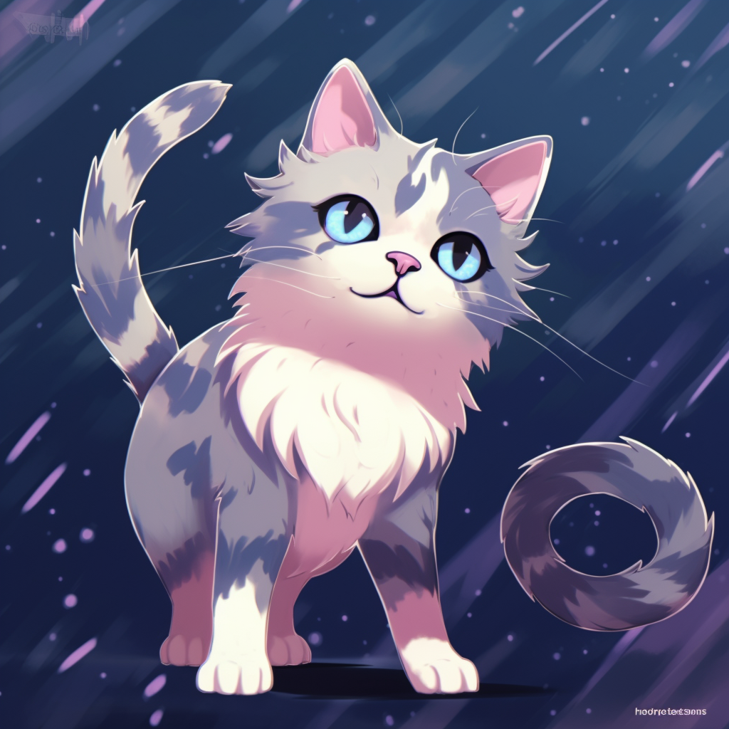 Anime cat with eyes reflecting a starry sky, beautiful blending and shimmer effects. wondrous anime cat pfp