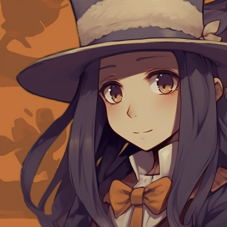 Two characters sharing halloween sweets, bright autumn colors and fun expressions. thanksgiving style halloween matching pfp for duo pfp for discord.