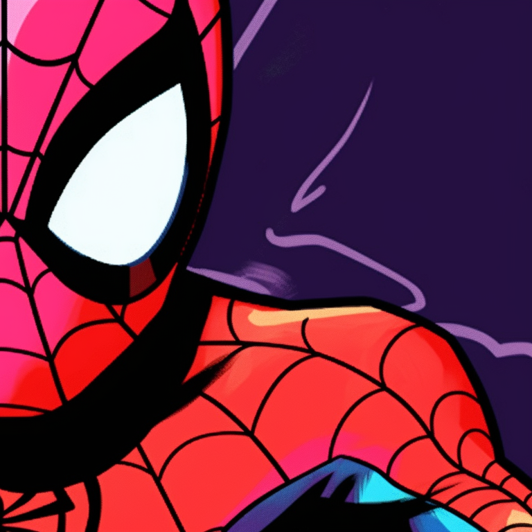 Two characters, vibrant colors, comic-inspired style, standing side by side. spider man matching pfp for kids pfp for discord.