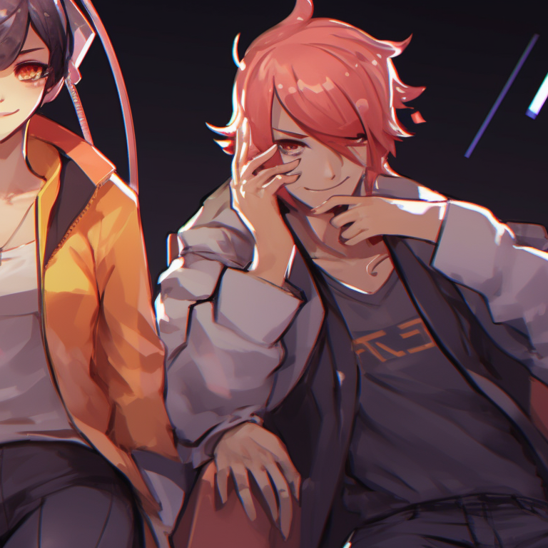 Three pixel-art themed characters, bold pixelated colors and traditional gaming icons. trio matching pfp for gaming pfp for discord.