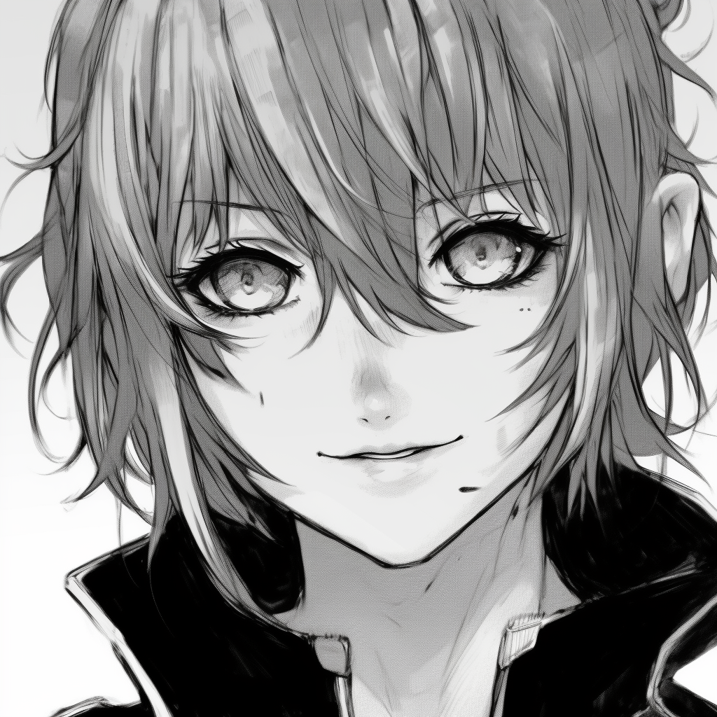 An expressive anime character in black and white, featuring intense eye details. black and white anime pfp manga