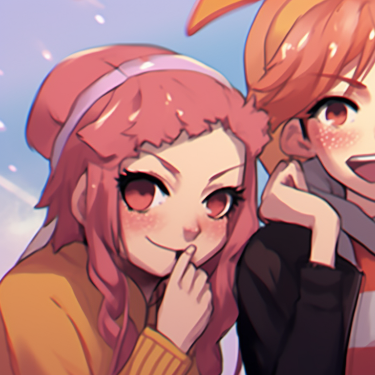 Three characters sharing a laughter, vibrant colors and informal outfits. trio pfp matching beyond anime pfp for discord.