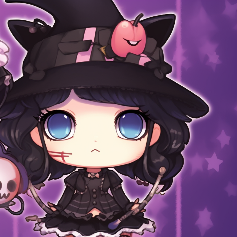 Close-up of Melody and Kuromi, dynamic expressions and contrasting colors. melody and kuromi matching pfp halloween theme ideas pfp for discord.