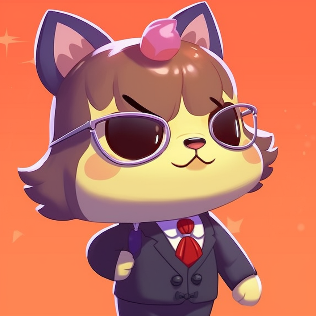Focused shot on Raymond's eyes, capturing the glow with vibrant hues. cat-themed animal crossing pfp