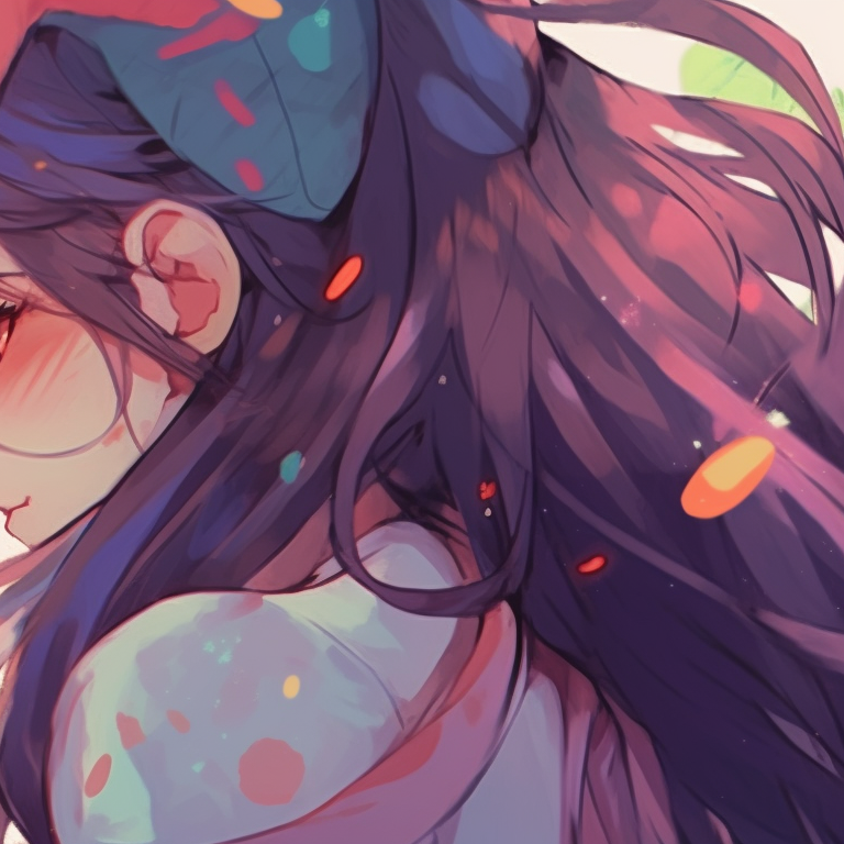 Two characters sharing a playful moment, vibrant colors and dynamic poses. manga themed couple pfp matching pfp for discord.