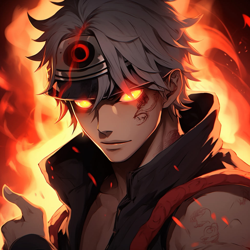 Ace emitting an inferno, detailed fire patterns and warm hues fire anime pfp hd quality
