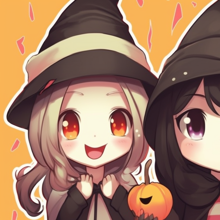 Characters dressed as bats, in delicate hues of purple, sharp shapes and exaggerated eyes. adorable halloween theme - best friend matching pfp pfp for discord.