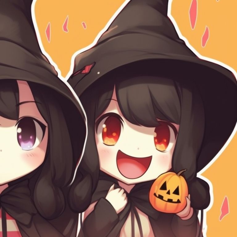 Characters dressed as bats, in delicate hues of purple, sharp shapes and exaggerated eyes. adorable halloween theme - best friend matching pfp pfp for discord.