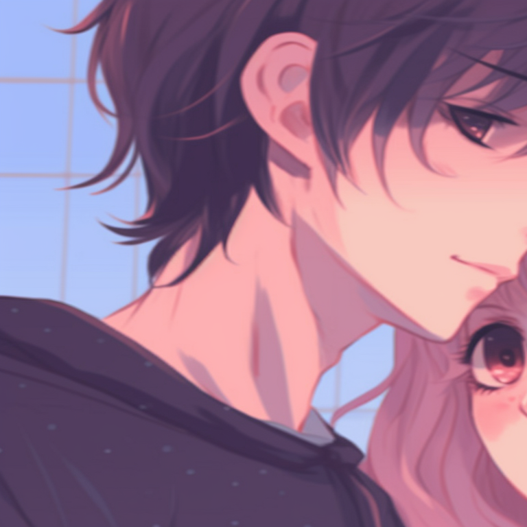 Two characters in matching kimonos, intricate patterns and warm color tones. cute couple matching pfp pfp for discord.