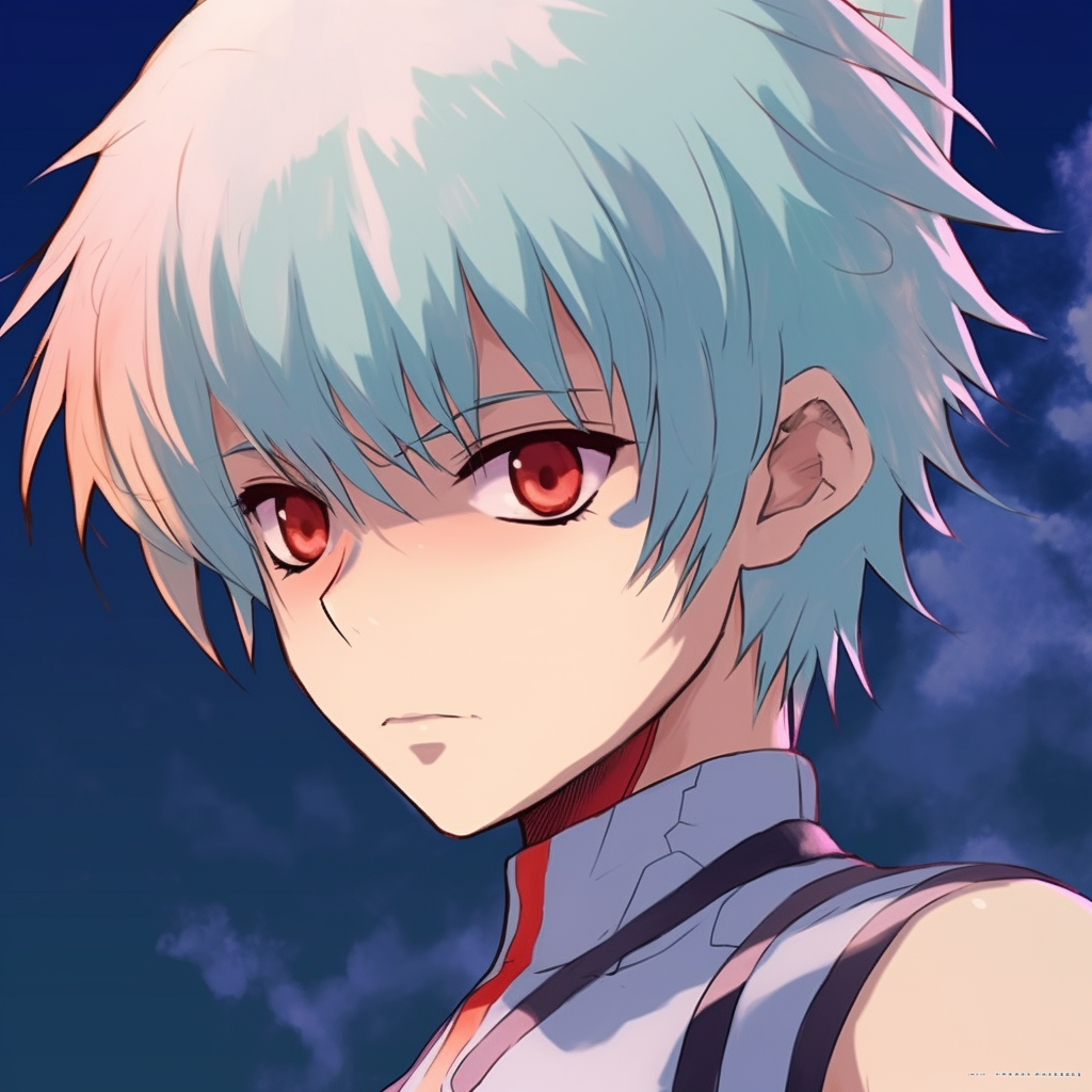 PFP of Rei Ayanami exhibiting a calm demeanor, minimal colors with a cool undertone. cool anime pfp pfp for discord.