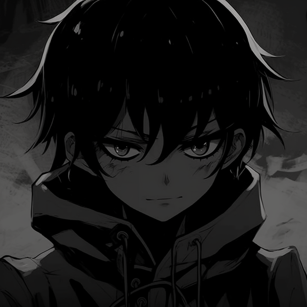 Artwork features an ambiguous character enveloped in shadows, with only the outline visible. mysterious black anime pfpHD, free download